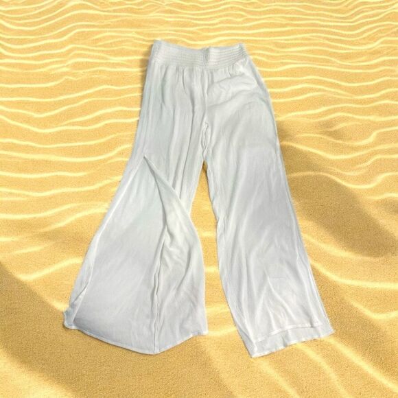 Shade and Shore White Wide Leg pants cover up with side slits at hem- XS - Picture 3 of 10